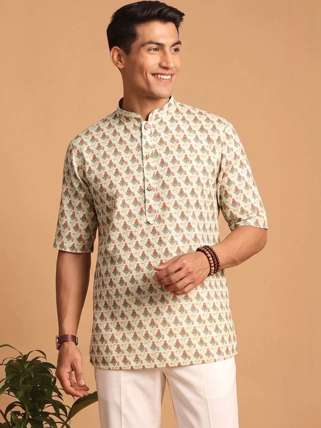 Angasudha Men Floral Printed Kurta