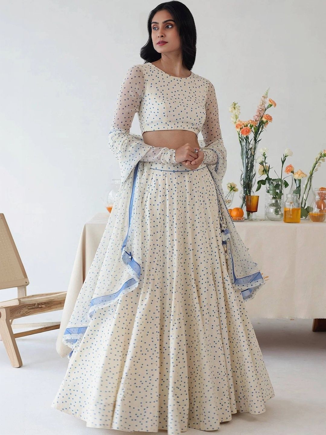 FAB WINDOW Printed Semi-Stitched Lehenga & Unstitched Blouse With Dupatta