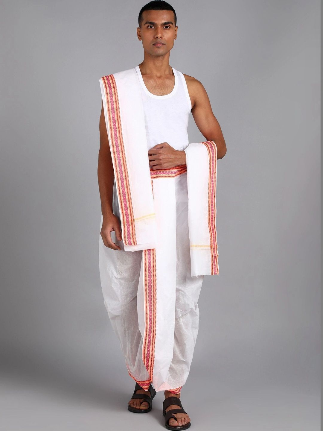 Sac Shree Aparajeet Creations Men Striped Cotton Dhoti Dhotis