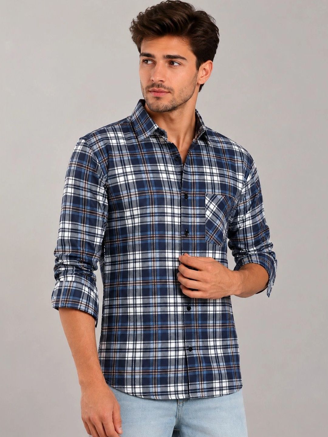 MaverIQ Men Comfort Tartan Checks Checked Casual Shirt