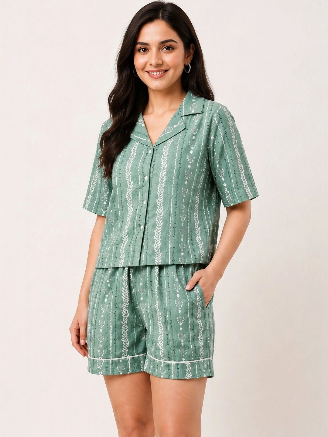TRUSTROW Printed Shirt with Shorts