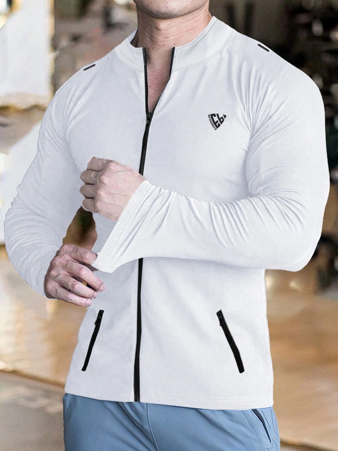 Eyebogler Men Brand Logo High Neck Pockets T-shirt