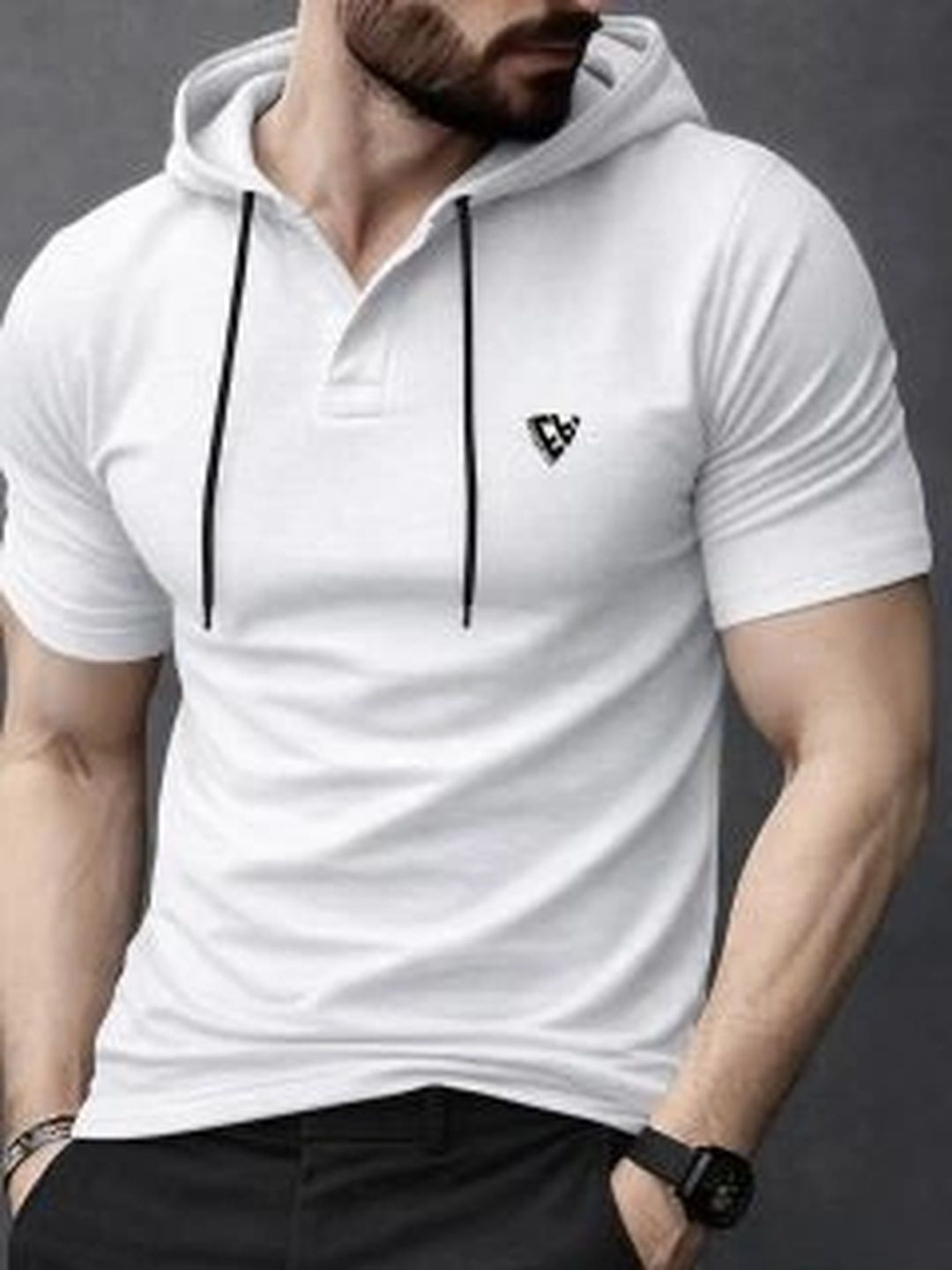 Eyebogler Eyebogler Men Brand Logo V-Neck Pockets T-shirt