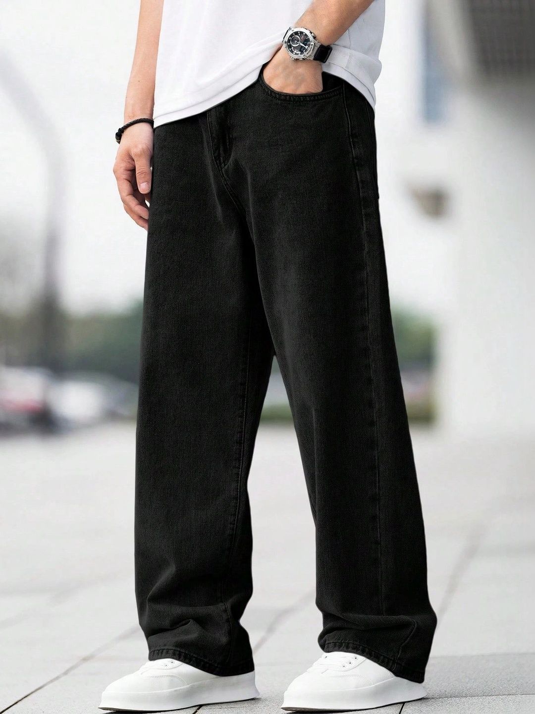 KAJARU Men Loose Relaxed Fit Mid-Rise Jeans