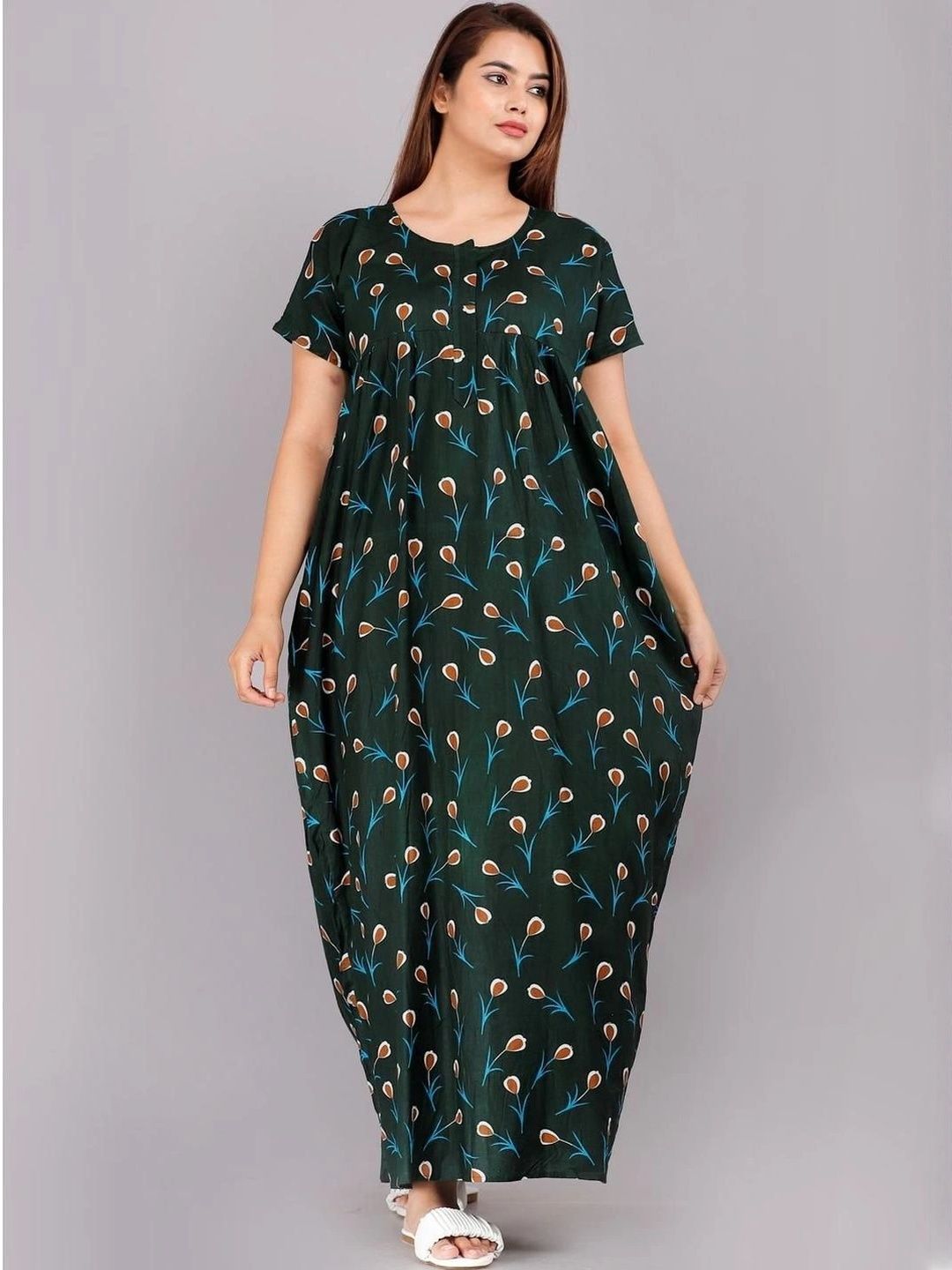 HUMAKART HUMAKART Printed Maxi Nightdress