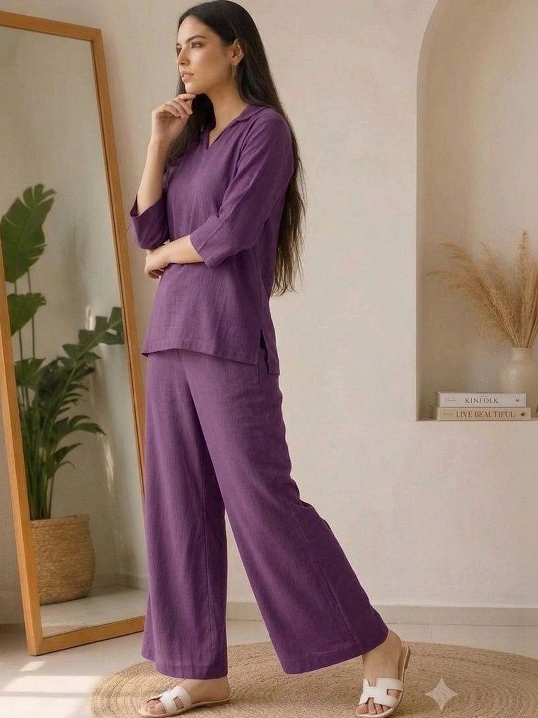 Megh studio Solid Top with Palazzos