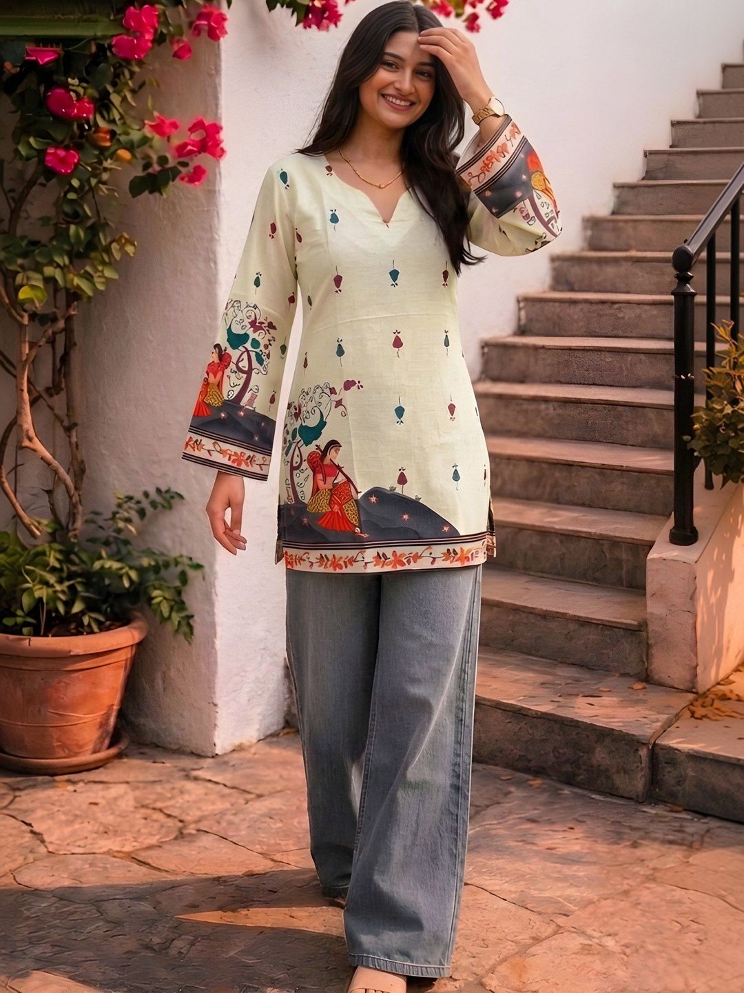 All about cotton All about cotton Print Ethnic Cotton Top