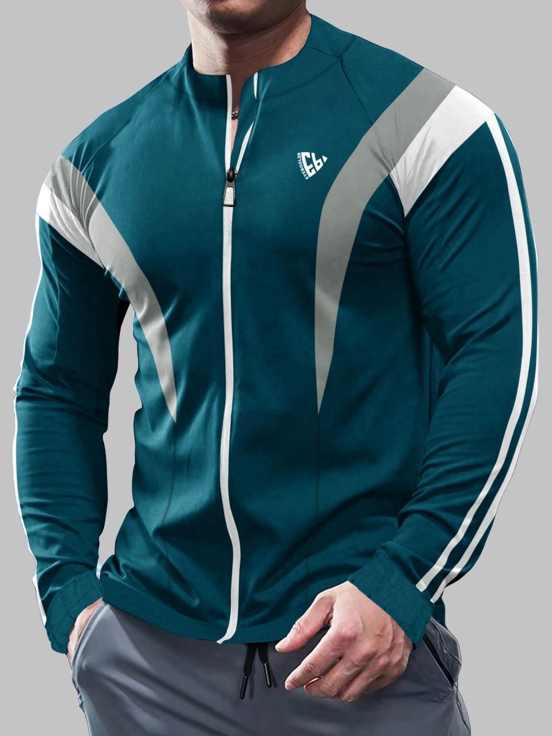 Eyebogler Men Colourblocked High Neck T-shirt