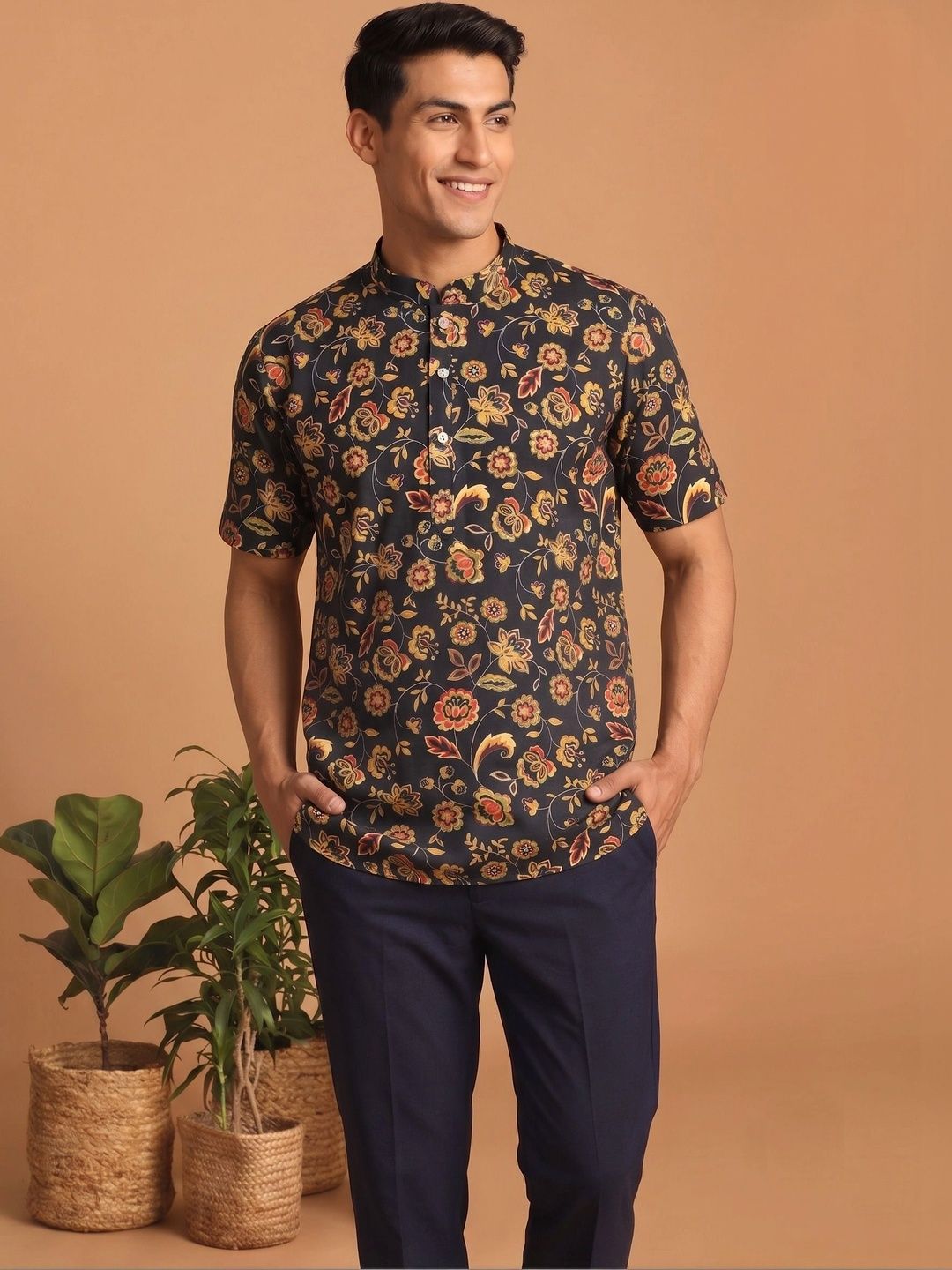 Angasudha Men Floral Printed Kurta