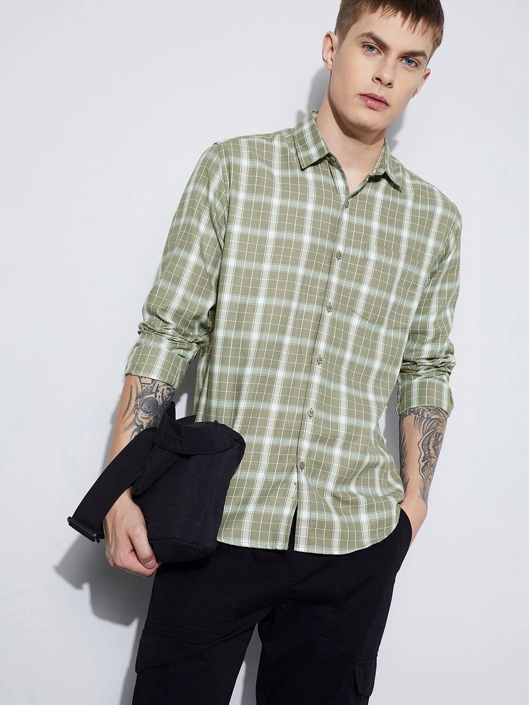 Fame Forever by Lifestyle Men Gingham Checks Checked Casual Shirt