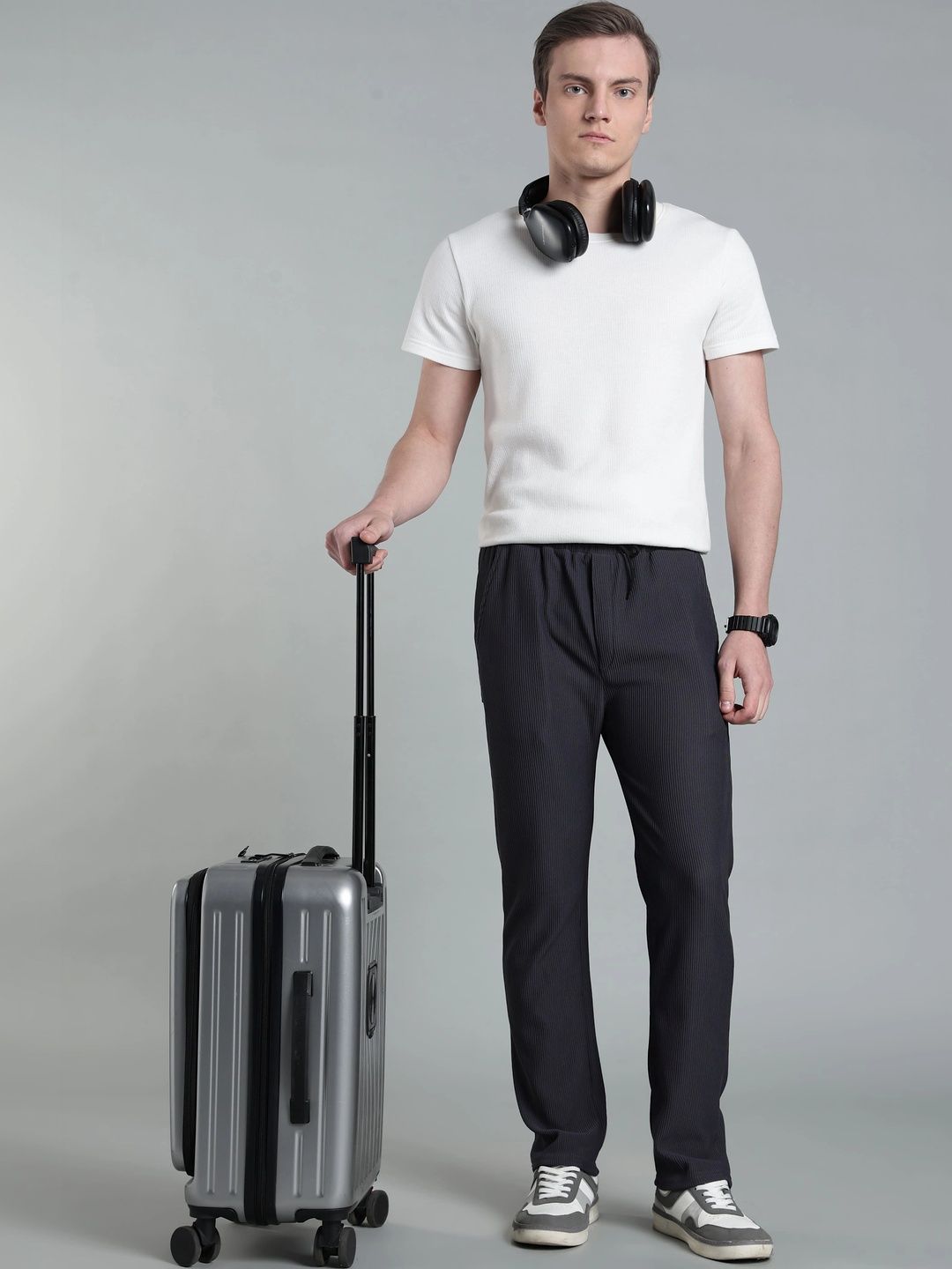 HERE&NOW Men Regular Fit Textured Track Pants