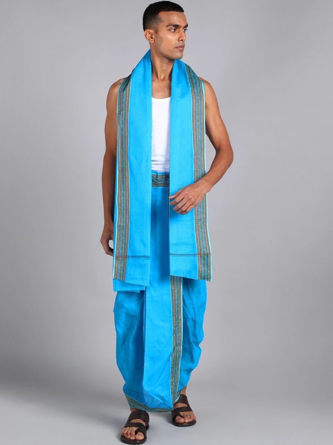 Sac Shree Aparajeet Creations Men Striped Cotton Dhoti Dhotis