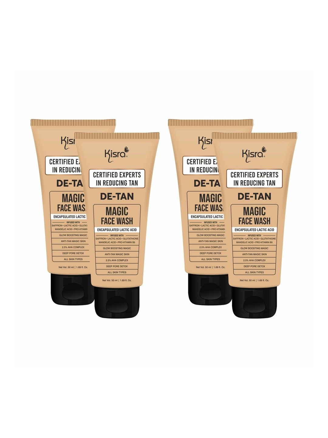 magic face wash saffron glutathione vit b5 lactic acid Buy KISRA Set Of 4 De-Tan With - 50 ml Each - Face Wash and Cleanser for Unisex 43795272 l glutathione supplement