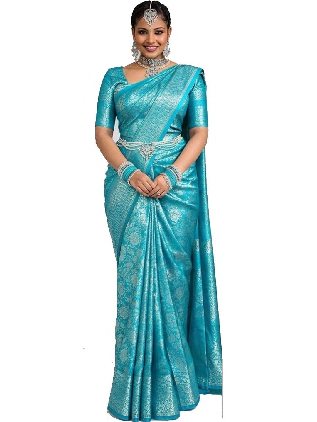 BE IN TEXO FAB BE IN TEXO FAB Floral Zari Silk Blend Designer Banarasi Saree