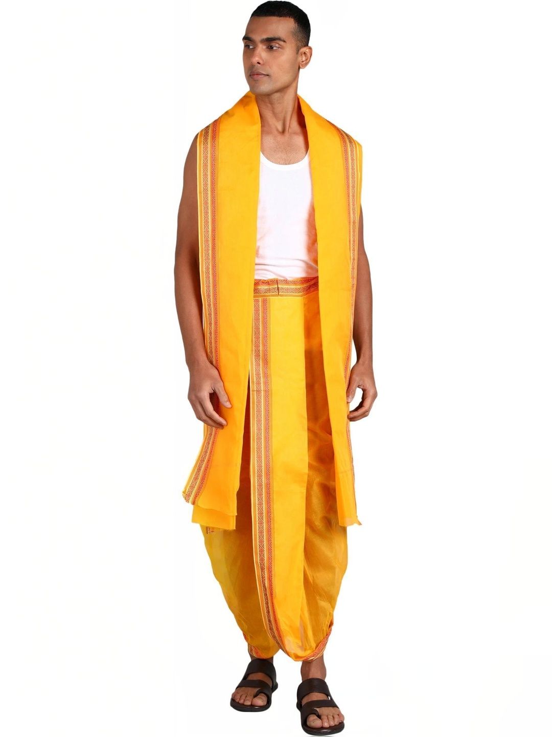 Radhika Handloom Men Striped Cotton Dhoti Dhotis