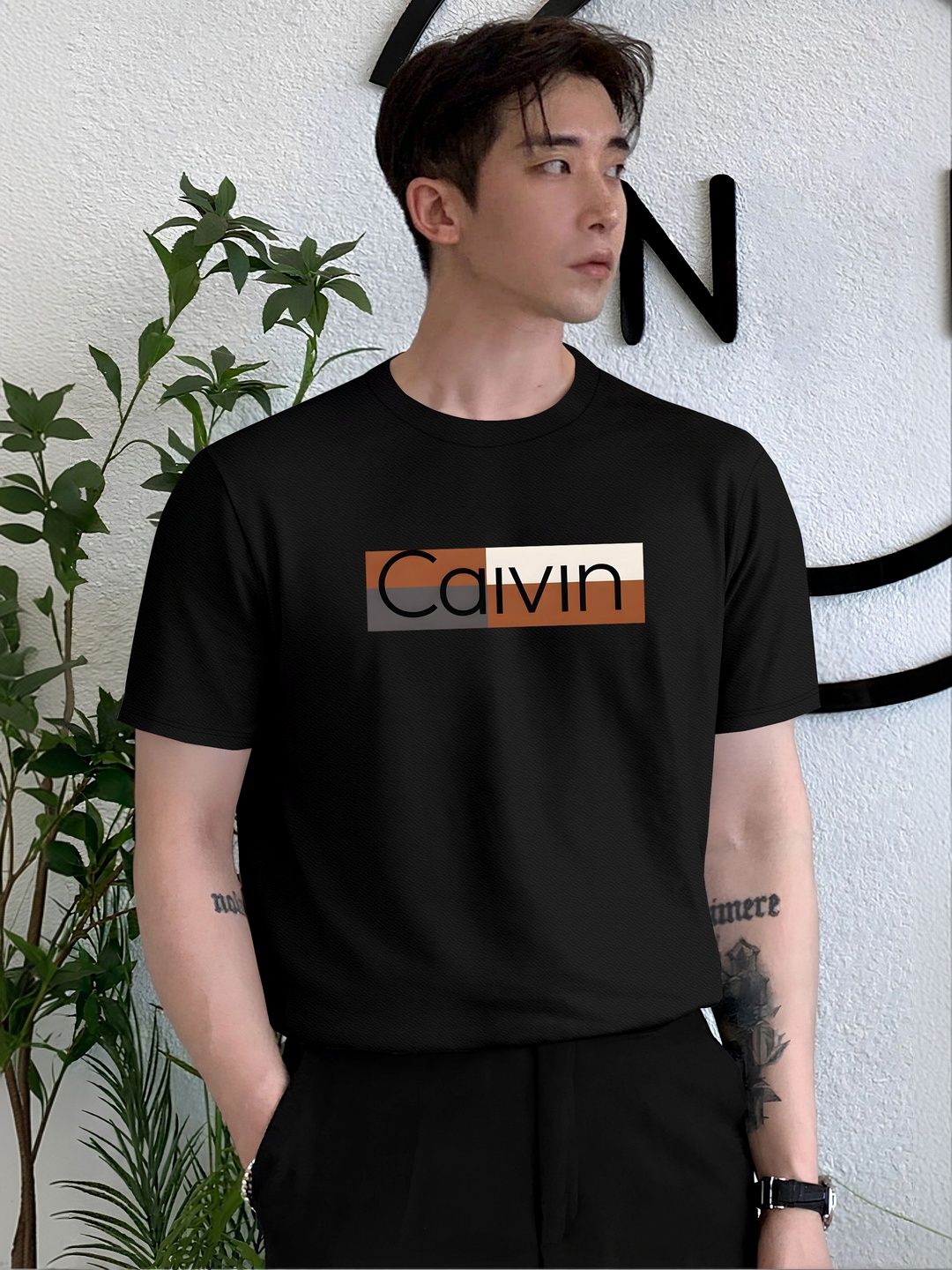 HERE&NOW Men Brand Logo Printed T-shirt