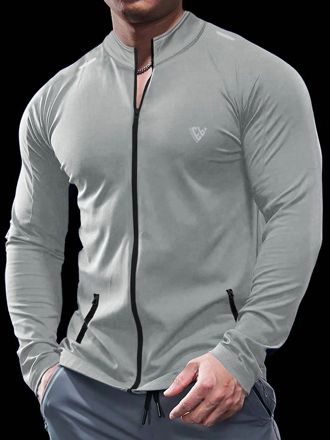 Eyebogler Men Brand Logo High Neck Pockets T-shirt