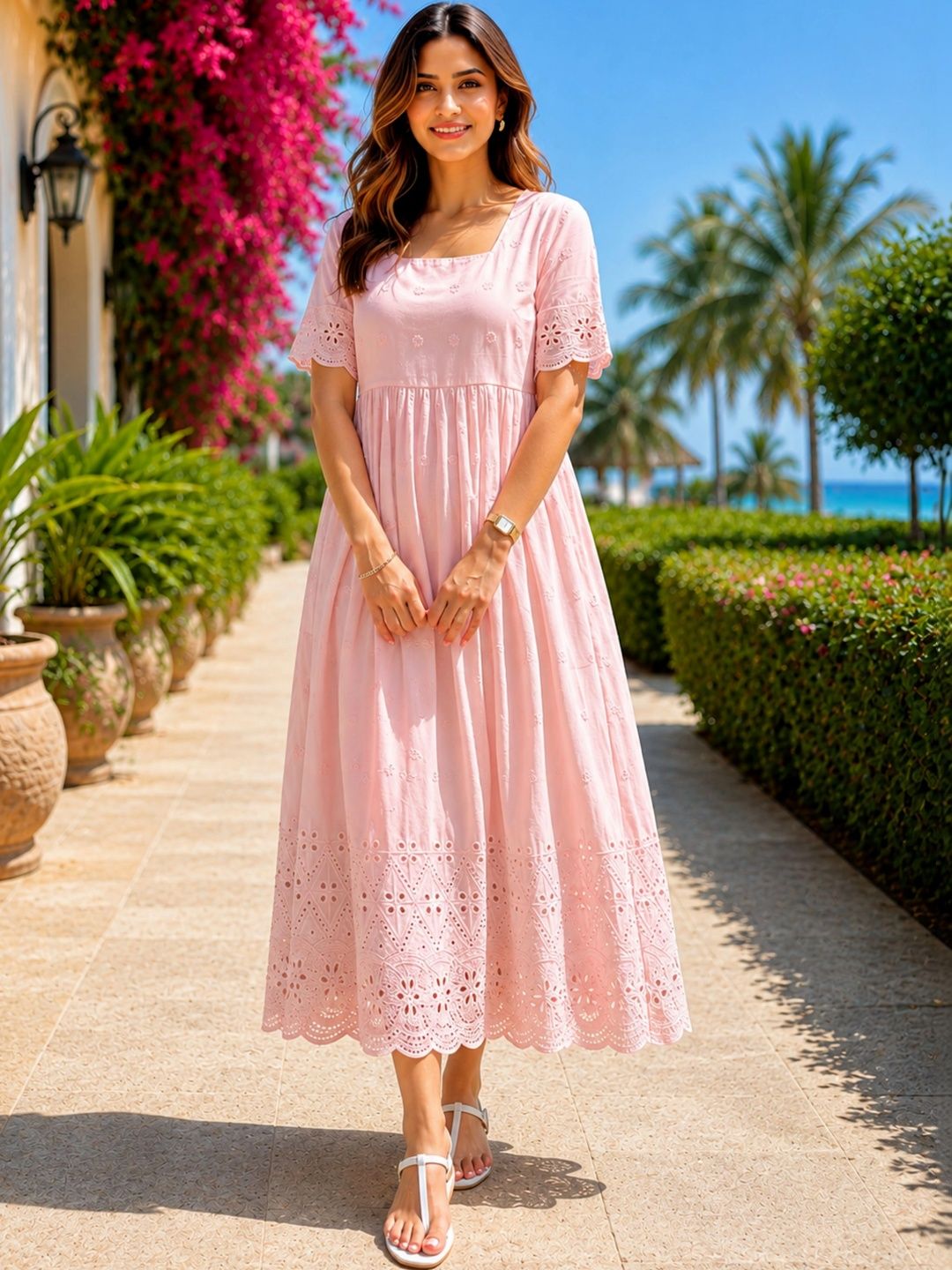 Royal Export Royal Export Ethnic Motifs Embroidered A-Line Midi Dress