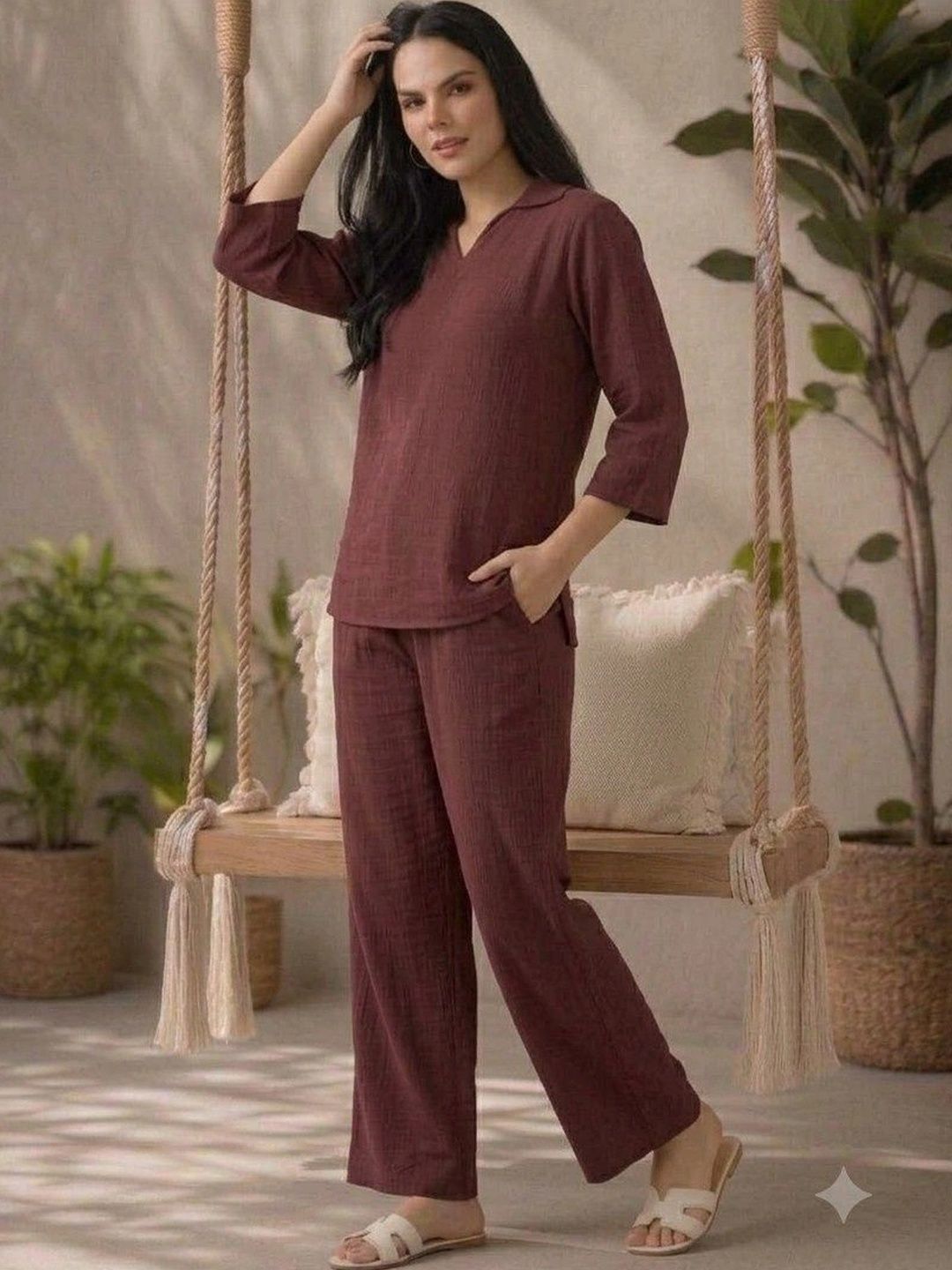 Megh studio Solid Top with Trousers