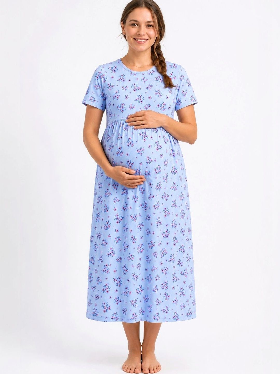 BAESD Women Printed Cotton Maternity Dress