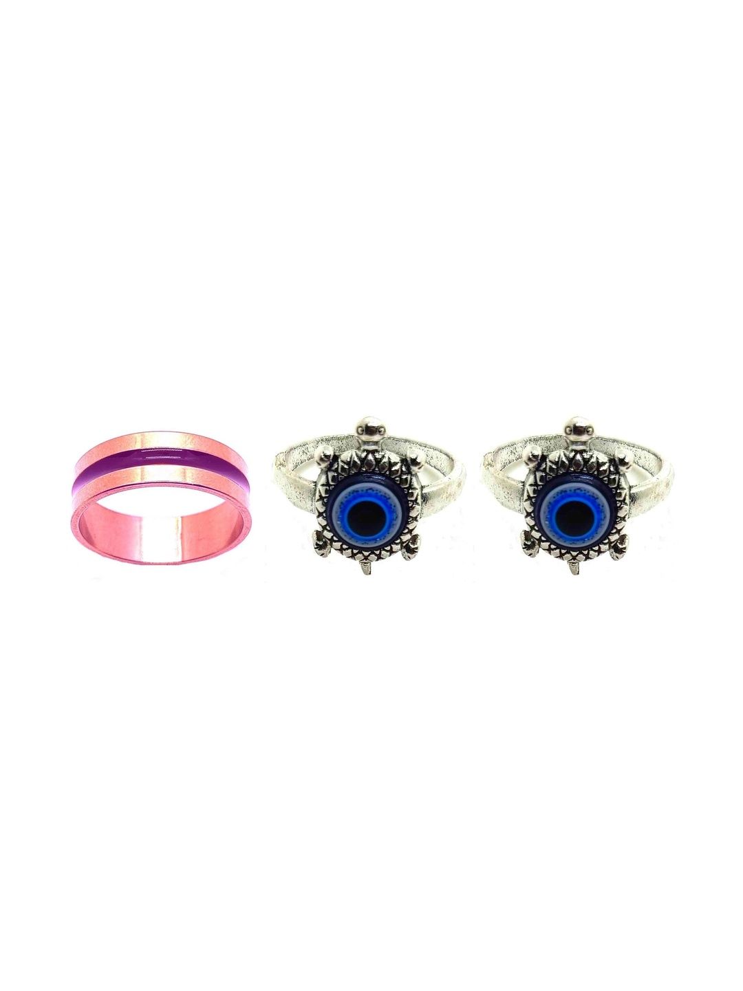 KINGSTYLE IMPEX Women Set of 3 Oxidised Toe Ring