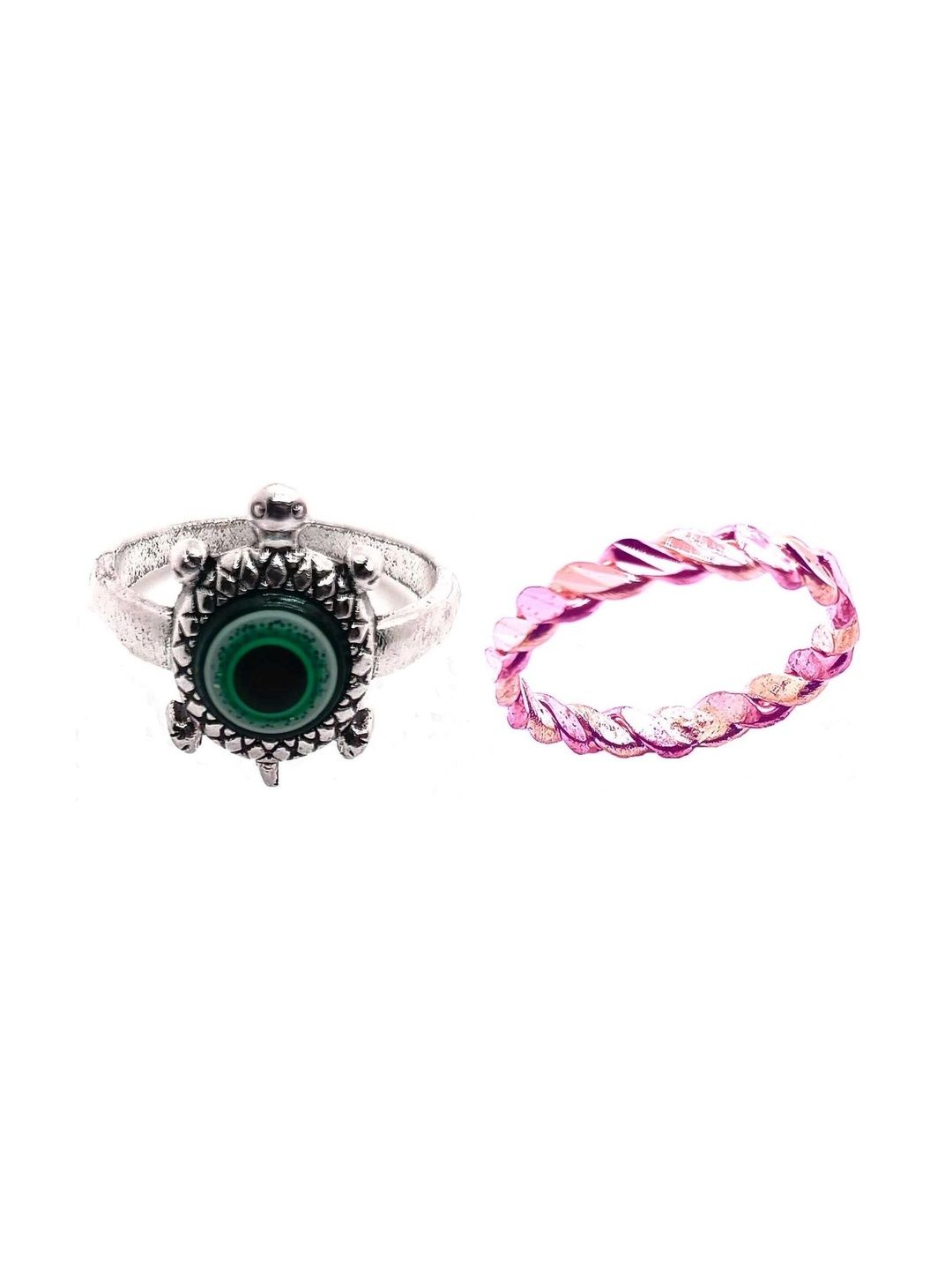 KINGSTYLE IMPEX Women Set of 2 Oxidised Finger Ring
