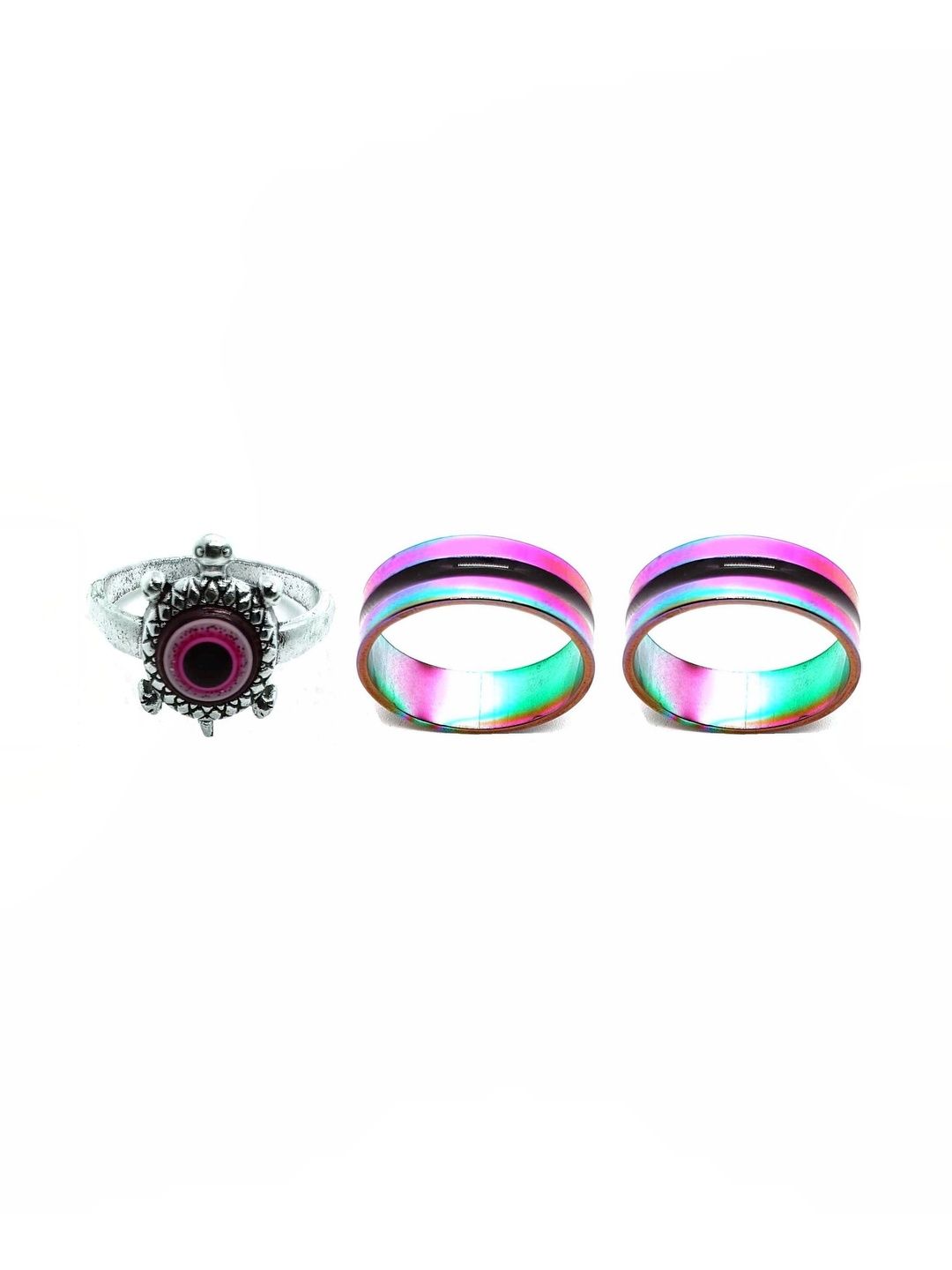KINGSTYLE IMPEX Women Set of 3 Oxidised Finger Ring