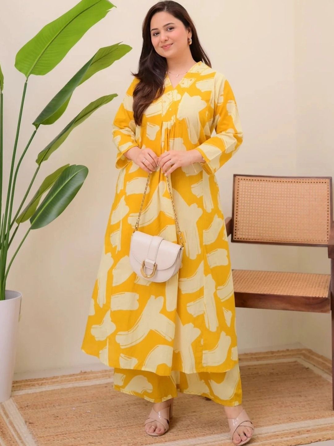NavNari Cotton Printed Tunic with Palazzos