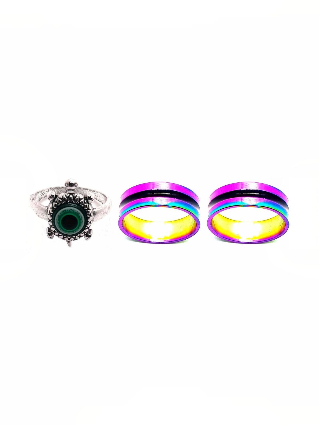 KINGSTYLE IMPEX Women Set of 3 Oxidised Finger Ring
