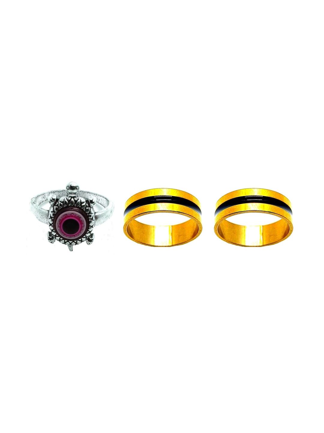 KINGSTYLE IMPEX Women Set of 3 Oxidised Finger Ring