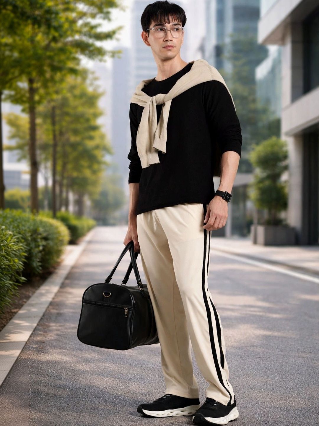 HERE&NOW Men Regular Fit Colourblocked Training Track Pants