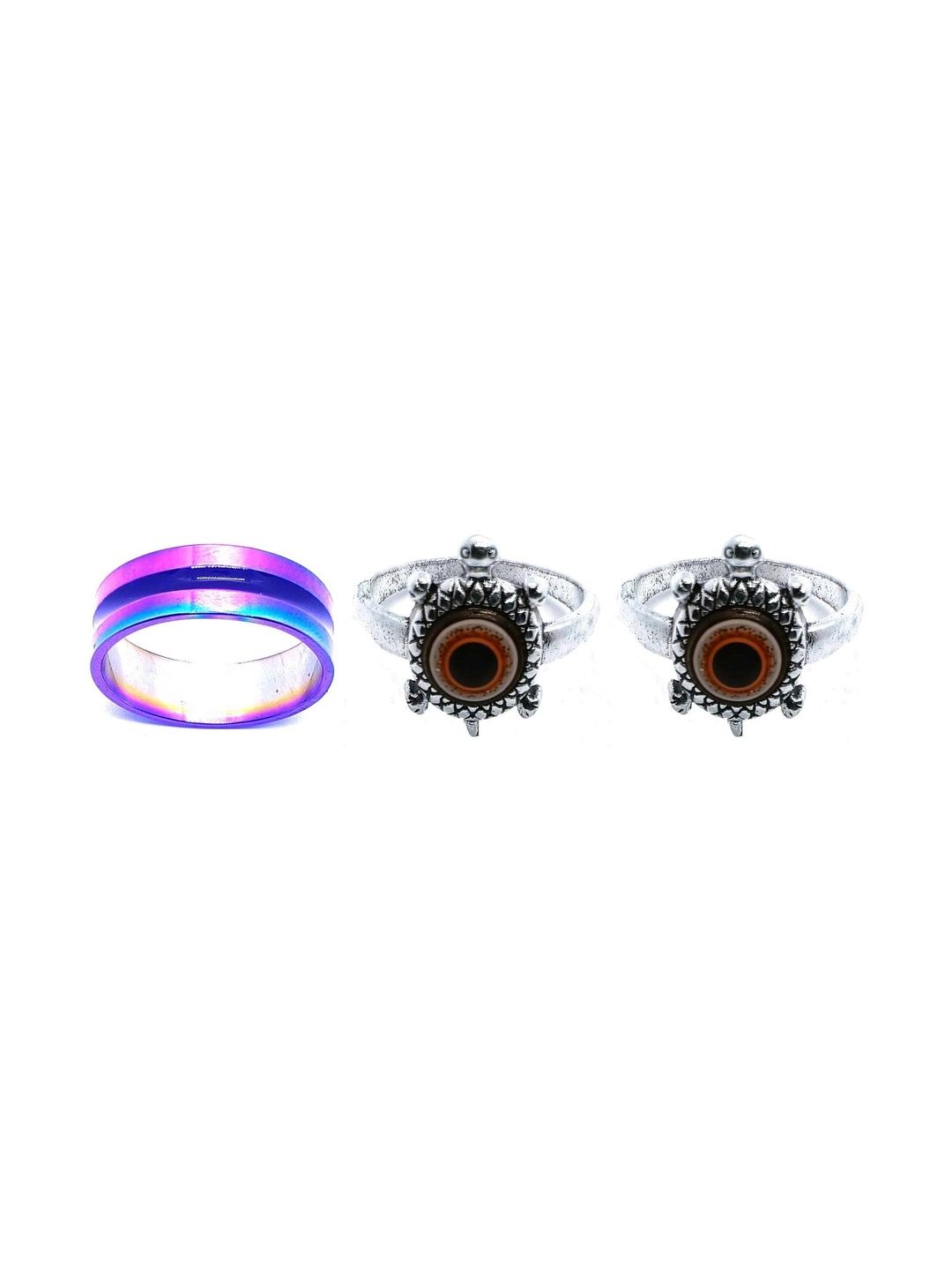 KINGSTYLE IMPEX Women Set of 3 Oxidised Finger Ring