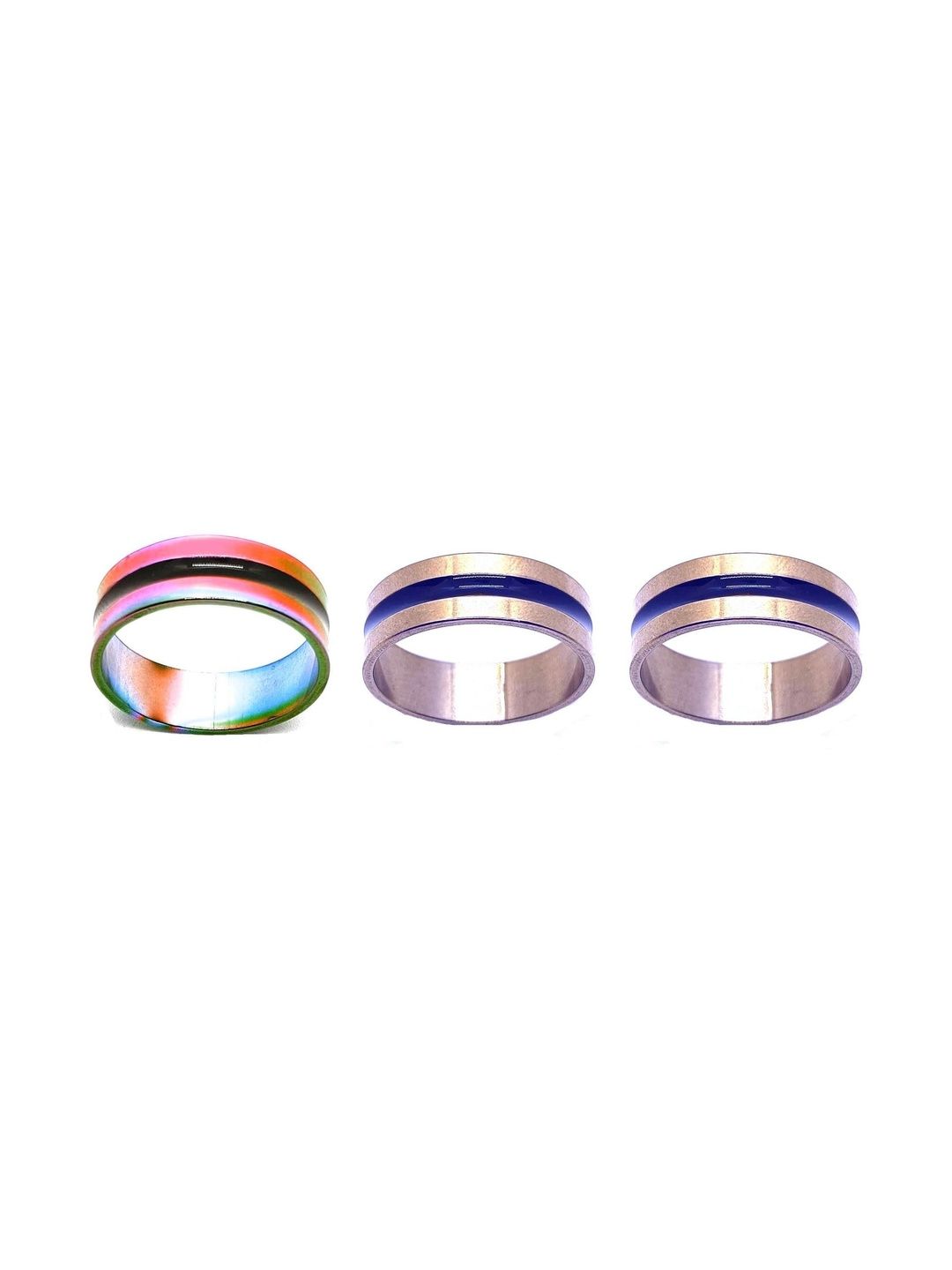 KINGSTYLE IMPEX Women Set of 3 Enamelled Finger Ring
