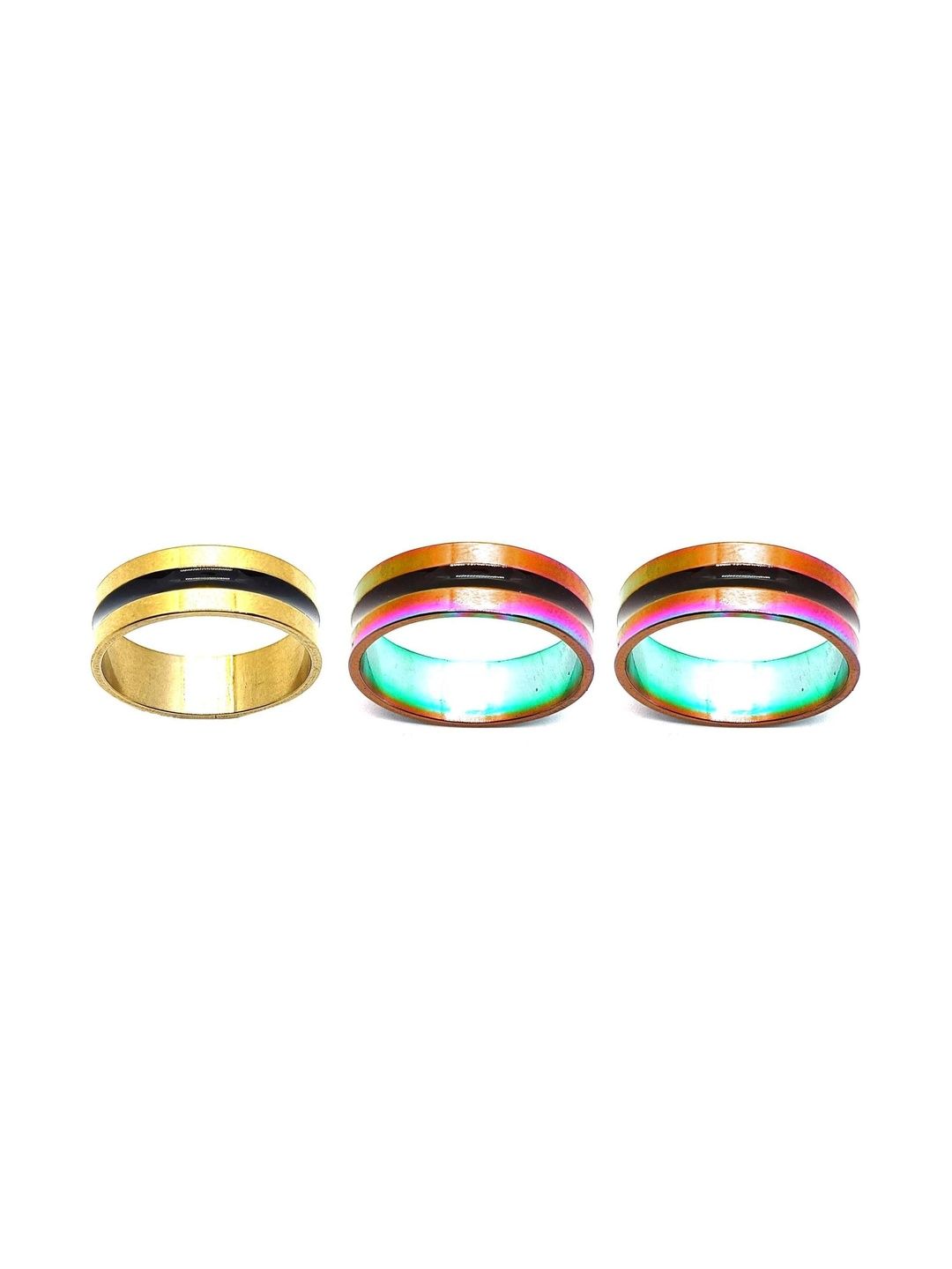 KINGSTYLE IMPEX Women Set of 3 Enamelled Finger Ring