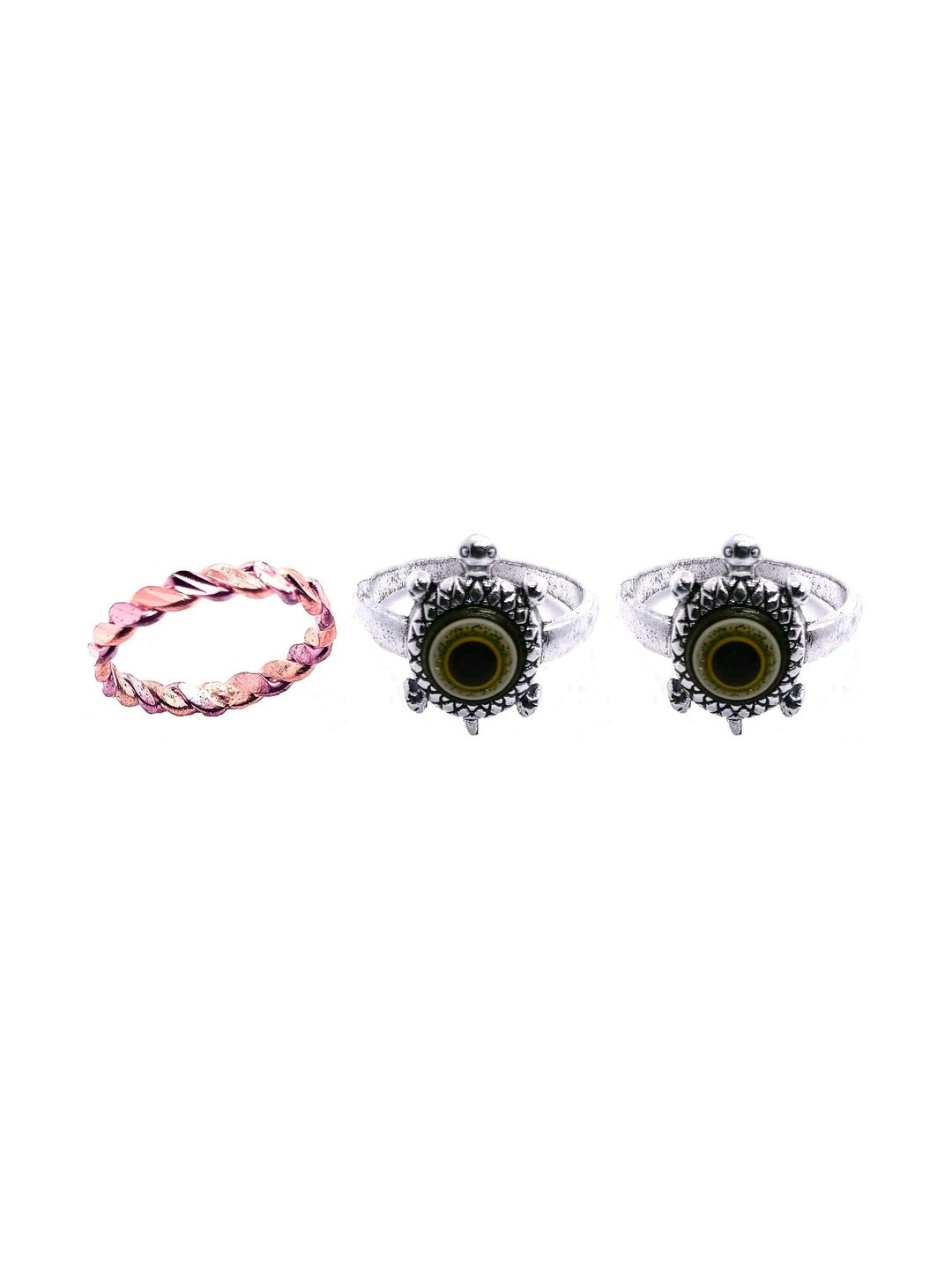 KINGSTYLE IMPEX Women Set of 3 Oxidised Finger Ring