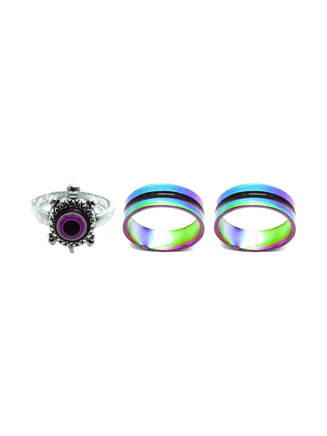 KINGSTYLE IMPEX Women Set of 3 Oxidised Finger Ring