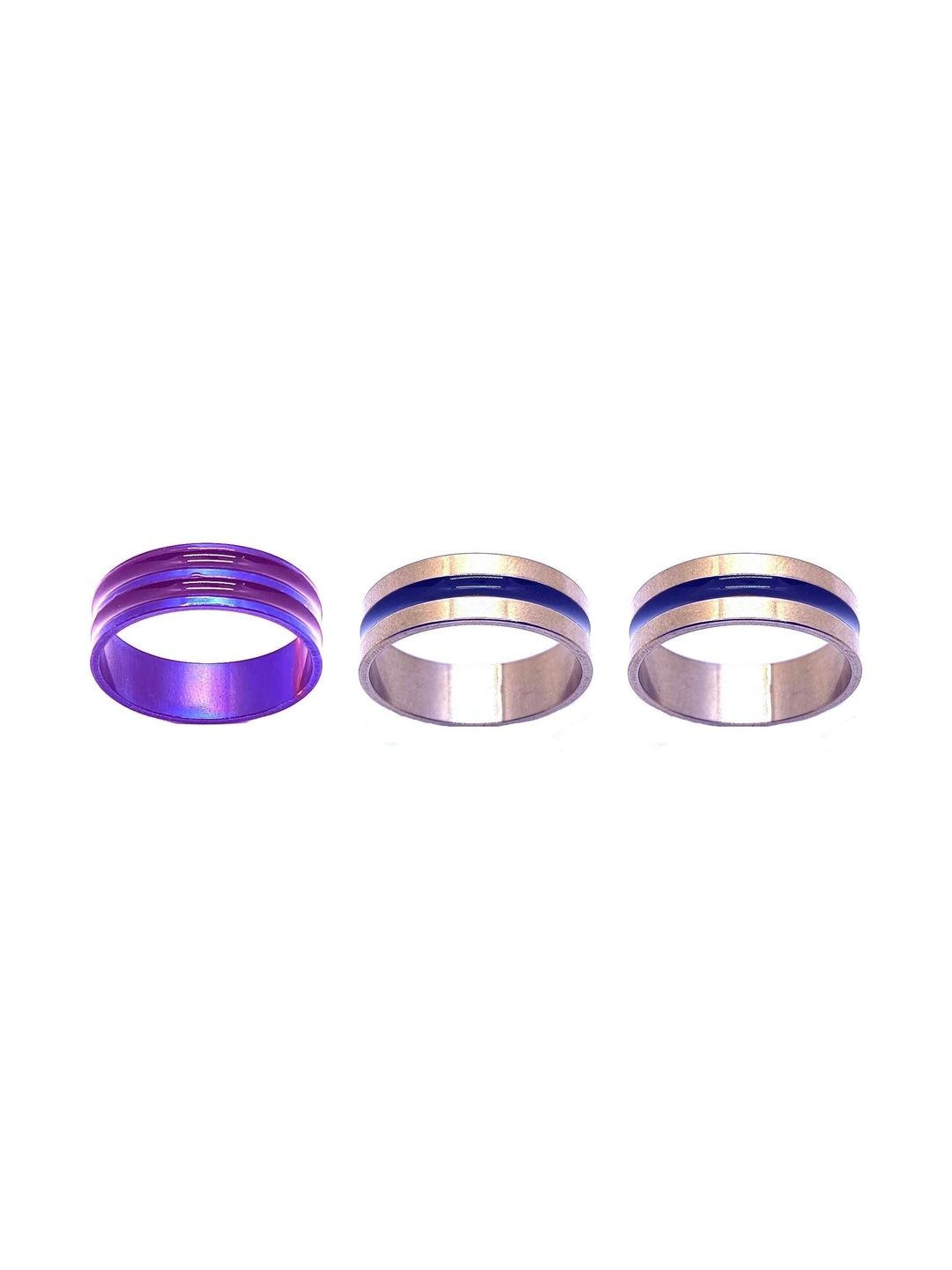KINGSTYLE IMPEX Women Set of 3 Enamelled Finger Ring