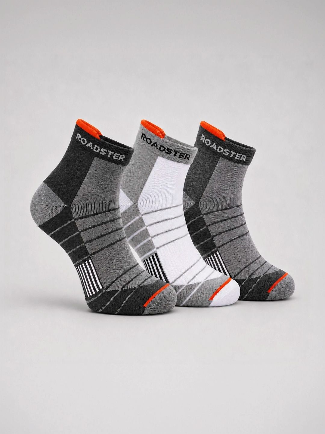 Roadster Men Pack of 3 Cotton Patterned Ankle Length Socks