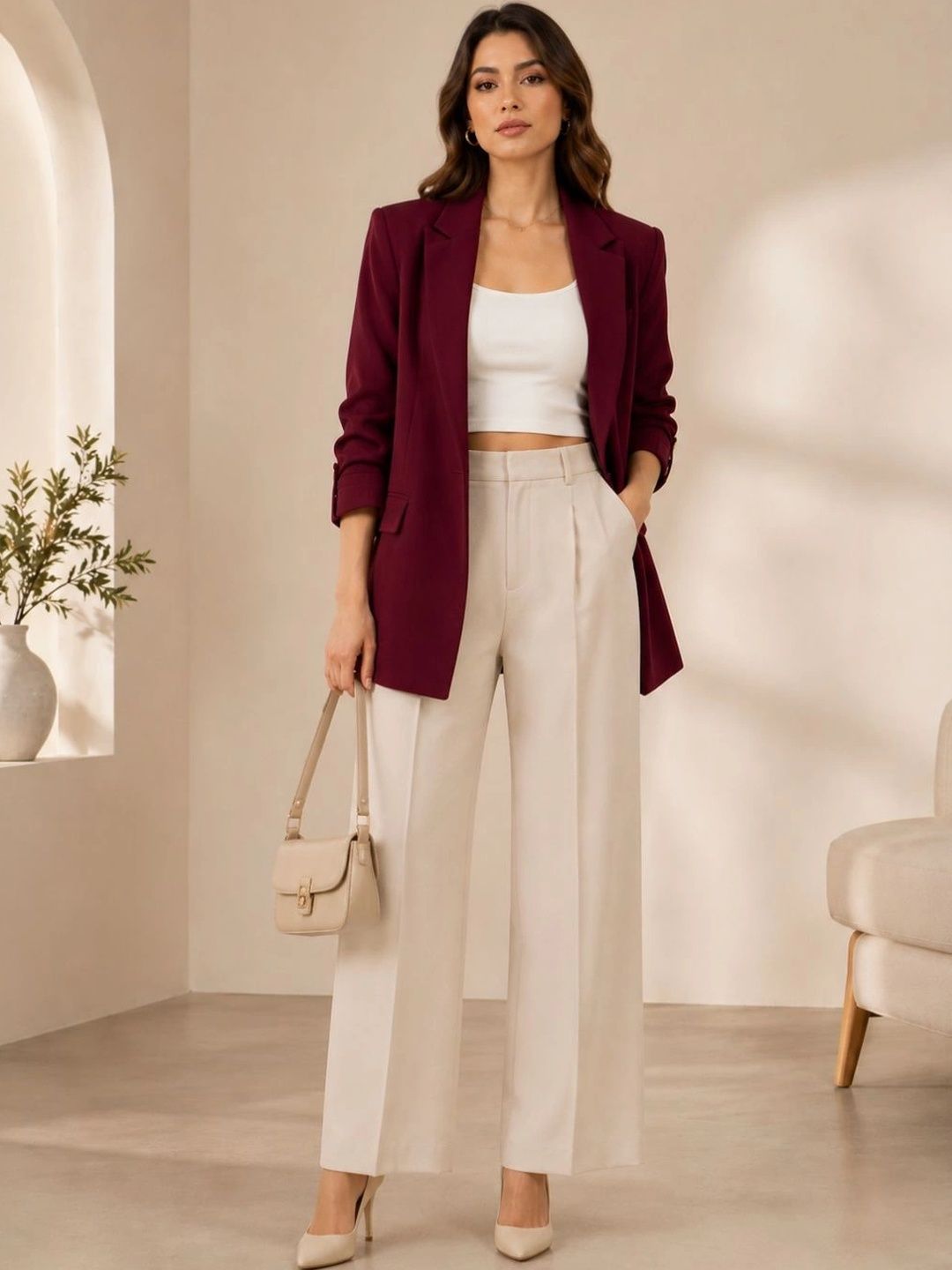 JUNE & HARRY Notched Lapel Single-Breasted Relaxed Fit Formal Blazers