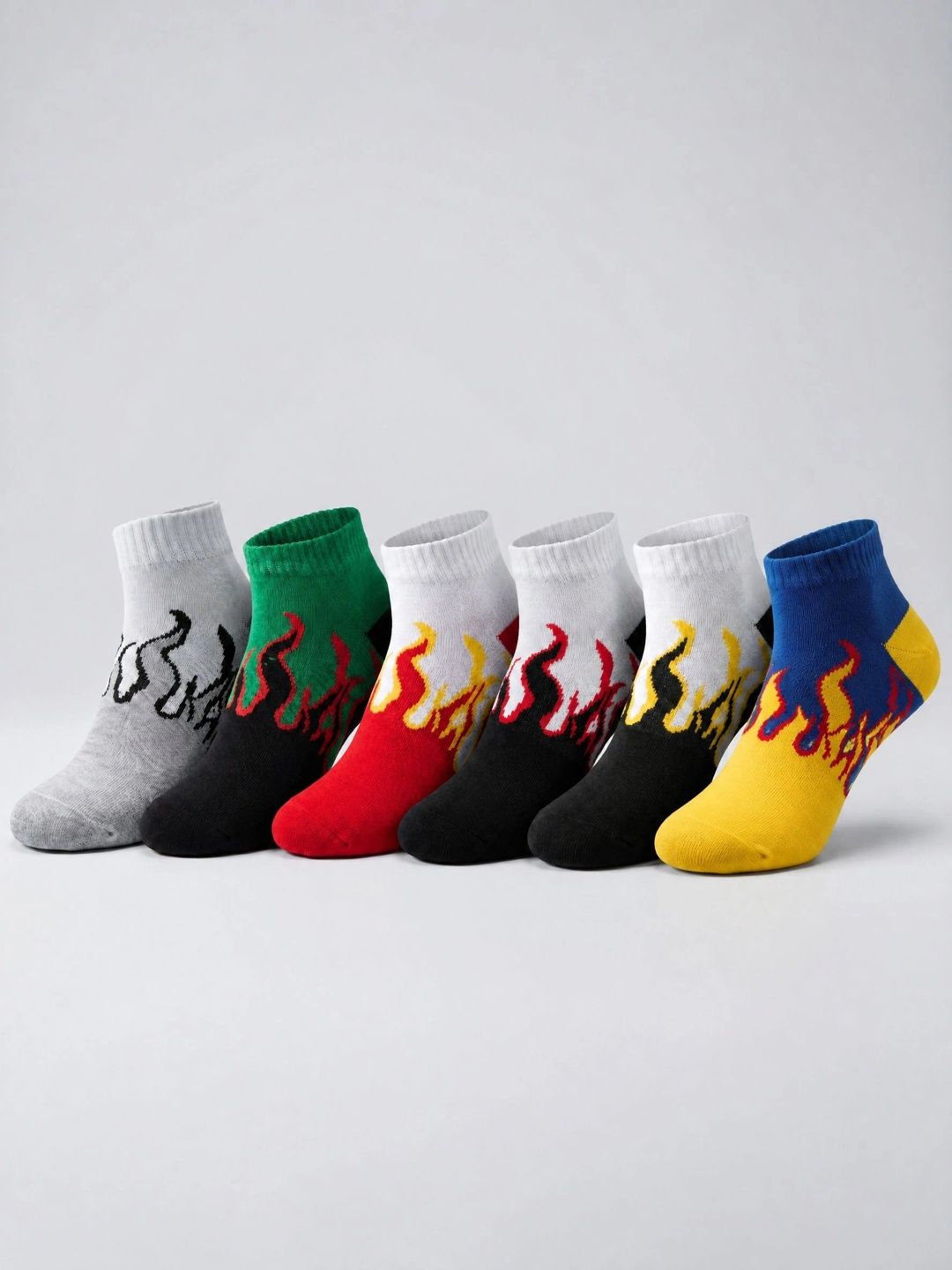 Moda Rapido Men Pack of 6 Cotton Blend Patterned Above Ankle Socks