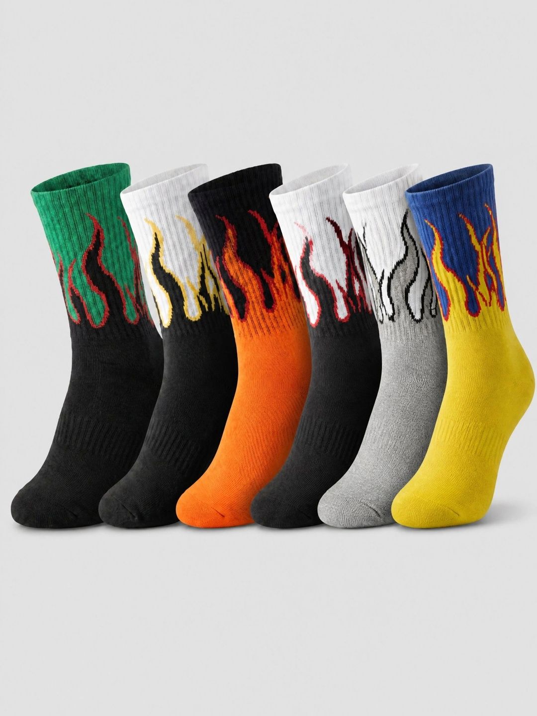Moda Rapido Men Pack of 6 Cotton Blend Patterned Calf Length Socks