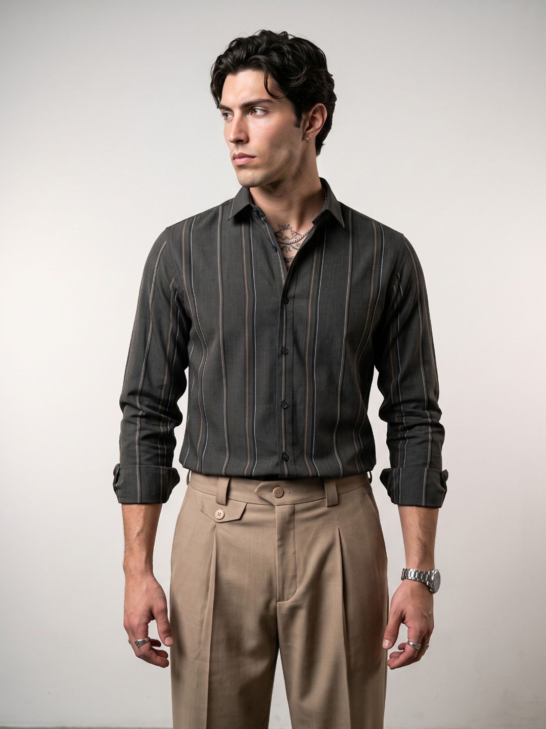 OvrWrk Striped Regular Fit Casual Shirt