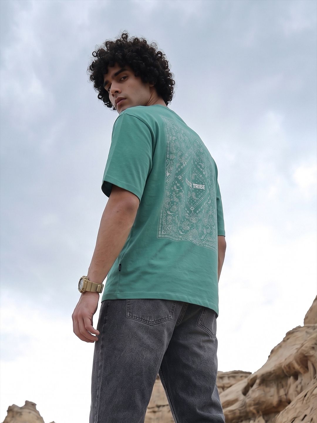 The Roadster Life Co. Relaxed Fit Paisley Printed T-Shirt