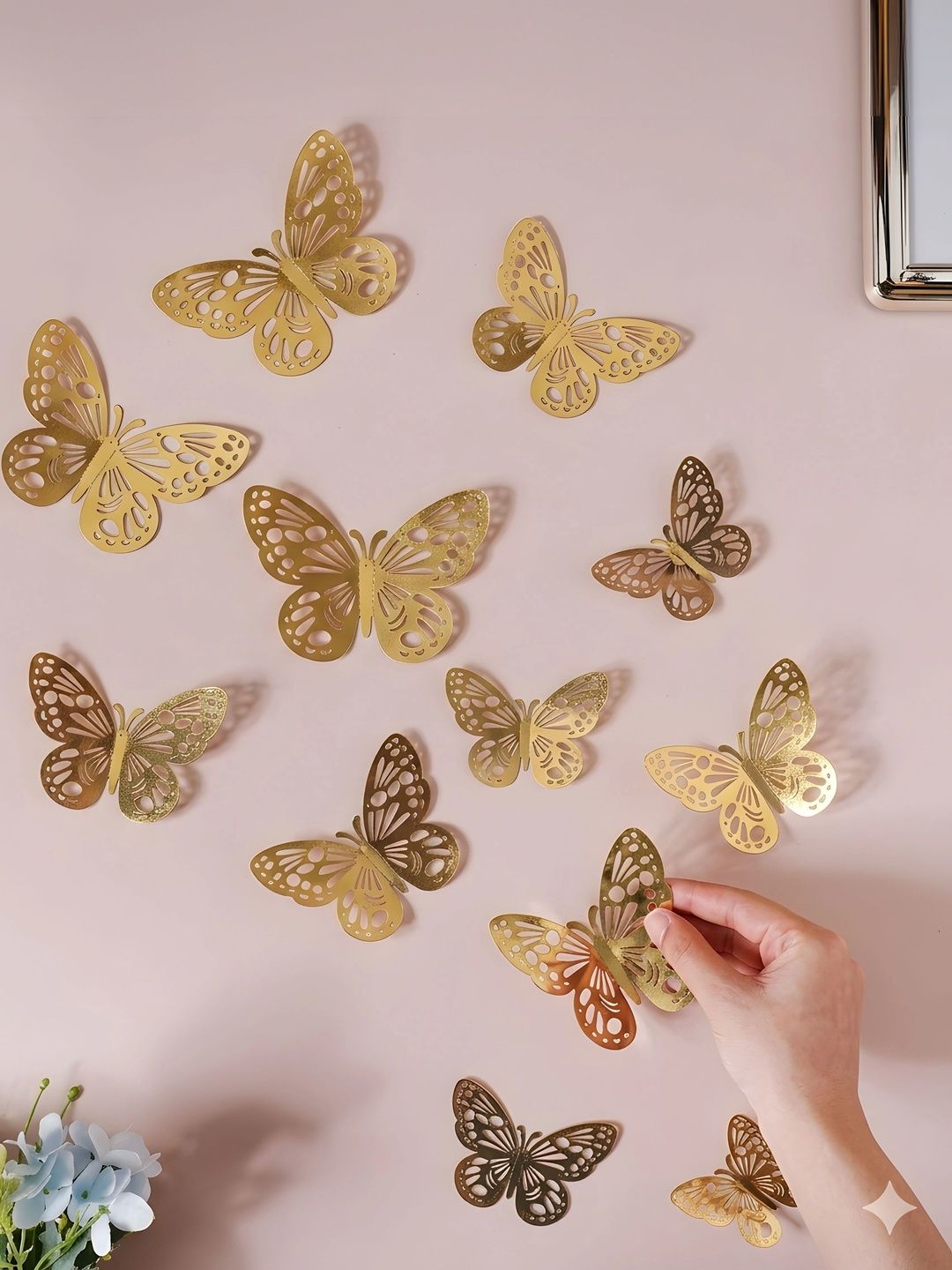 Bubble Trouble Bubble Trouble Gold Toned 12 Pieces Butterfly Decals & Stickers