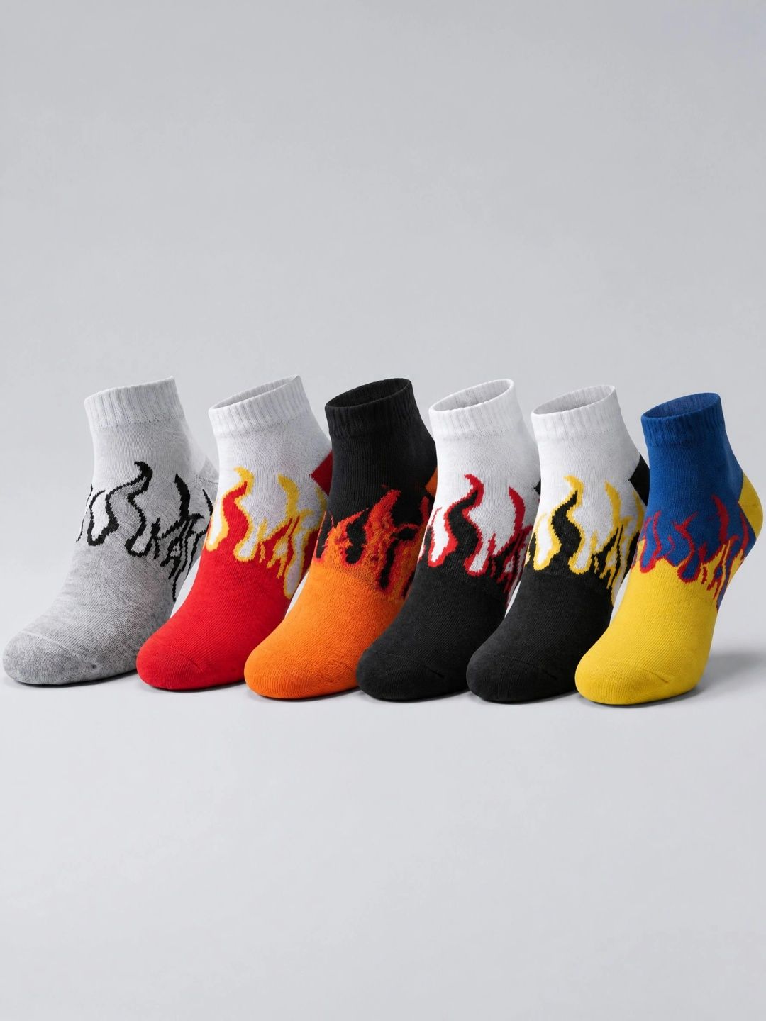 Moda Rapido Men Pack of 6 Cotton Blend Patterned Ankle Length Socks