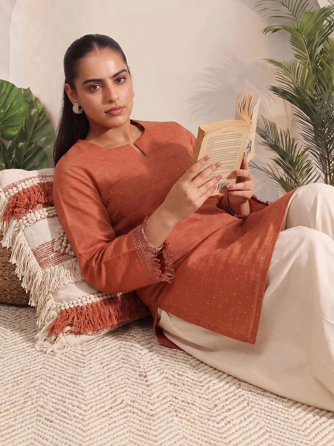 FABIAN FASHION Women Regular Chanderi Cotton Kurta with Patiala