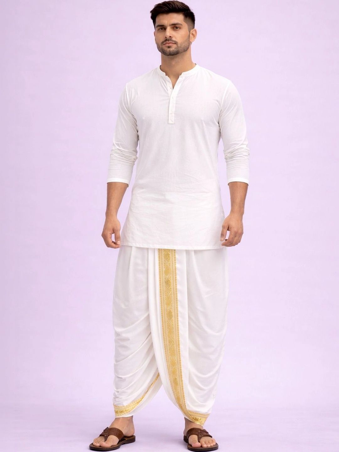 AKESHAVAM Men Embroidered Dhoti Dhotis