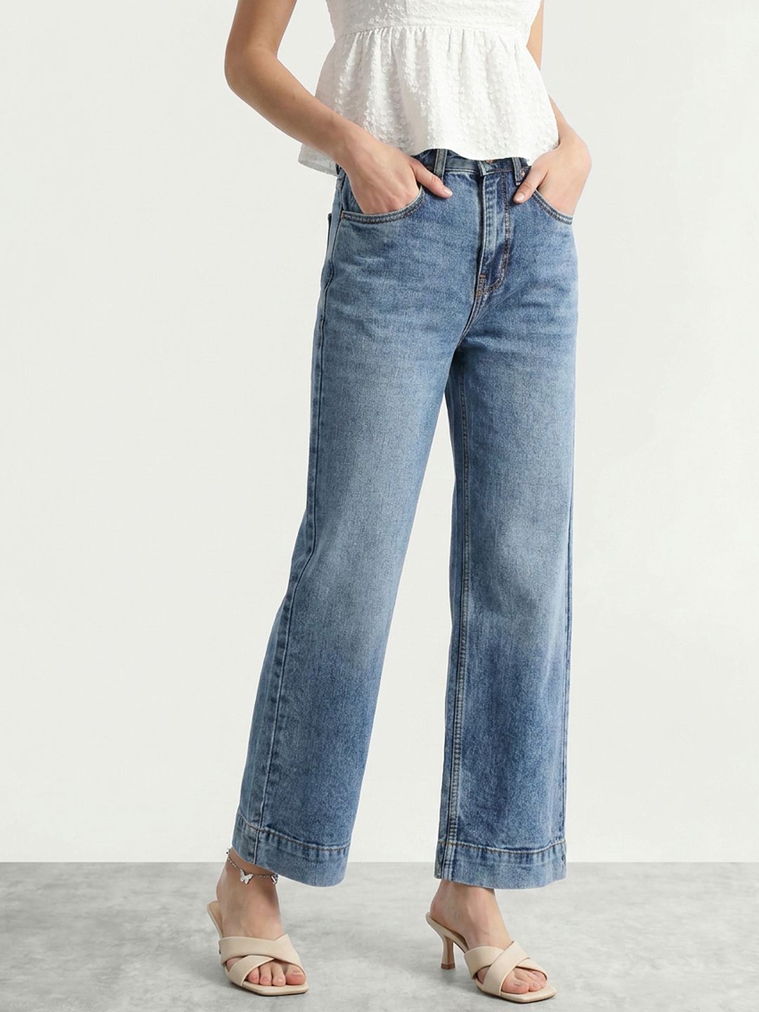 Mast & Harbour Women Relaxed Fit Pure Cotton Jeans