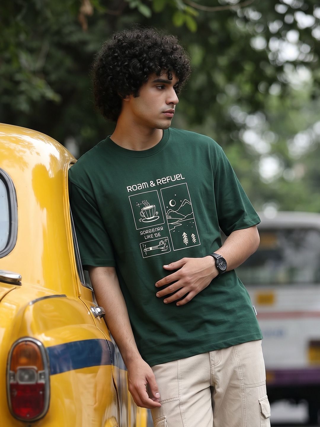 The Roadster Life Co. Graphic Printed Pure Cotton T-shirt