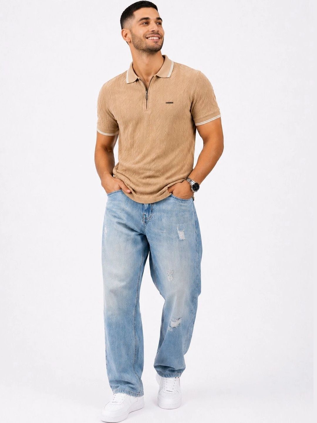Outfitloop Men Polo Collar T-shirt